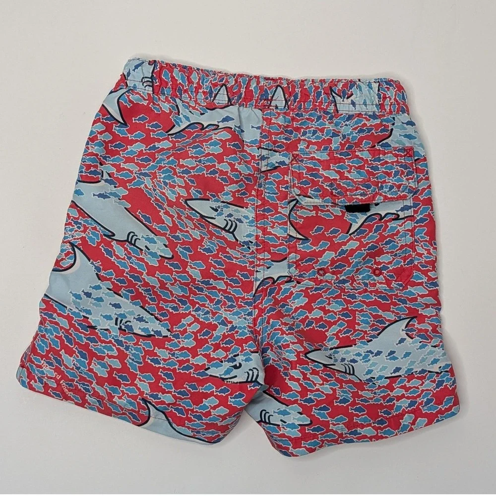 Vineyard Vines Boys Shark Print Swim Trunks 2T Red Blue Beach Shorts
